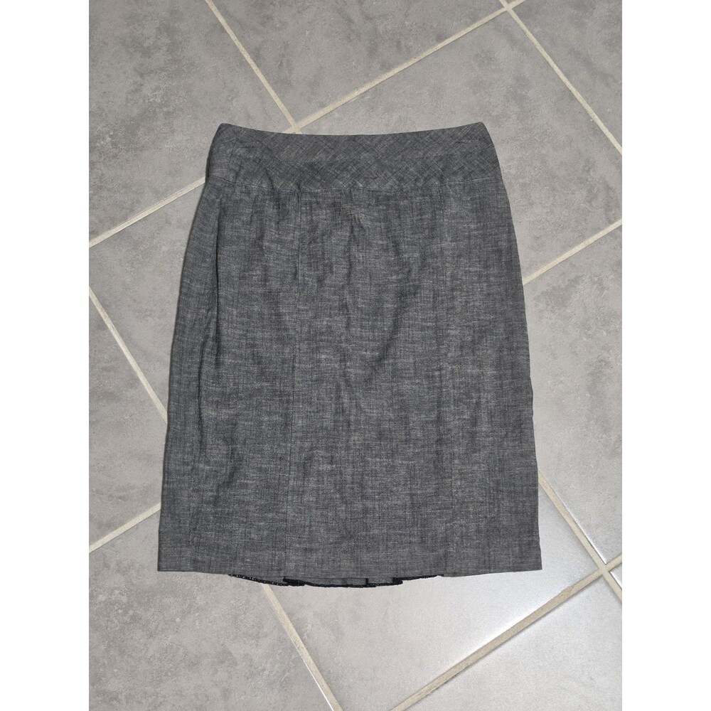 Y2K iZ BYER Grey Fitted Pencil Skirt Pleated Ruffle Hem Women's Size 3